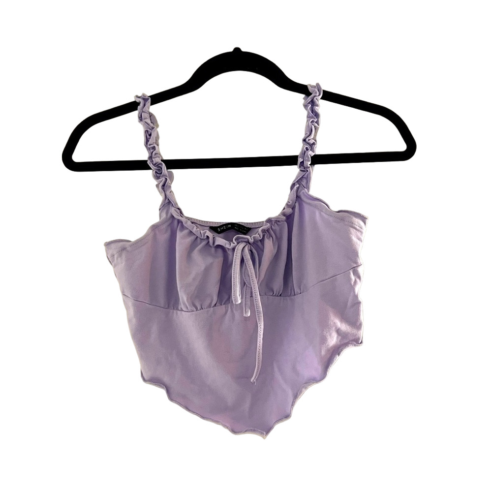 Shein lavender purple crop top with ruffle straps